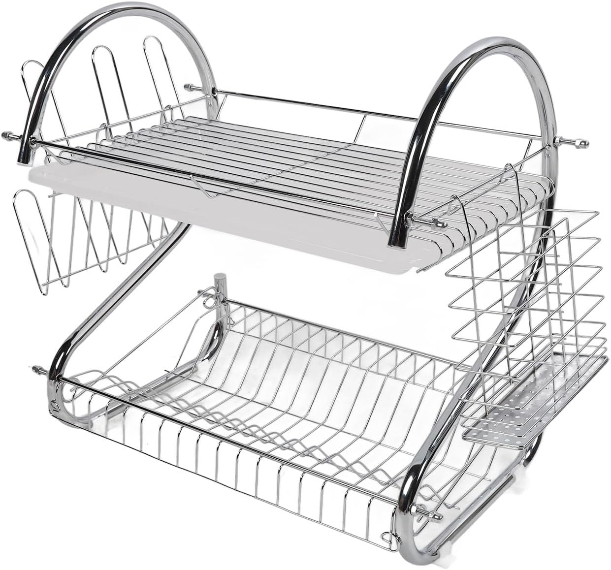 Dish Rack 2 Tier Bowl Dish Drainer Organized Kitchen Drying Rack for Tidy Space