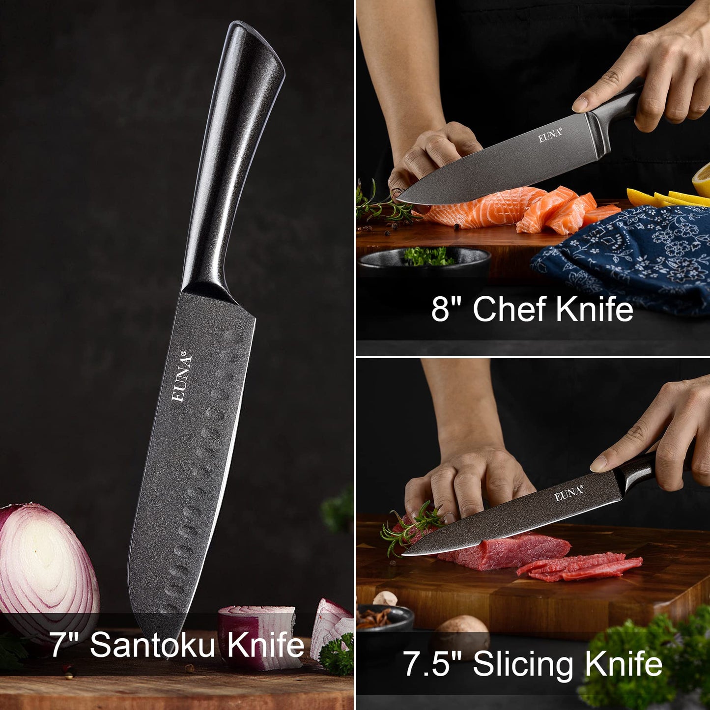 5 PCS All Metal Chef Kitchen Knife Set with Sheaths and Gift Box
