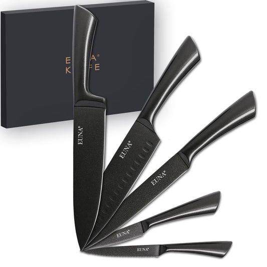 5 PCS All Metal Chef Kitchen Knife Set with Sheaths and Gift Box