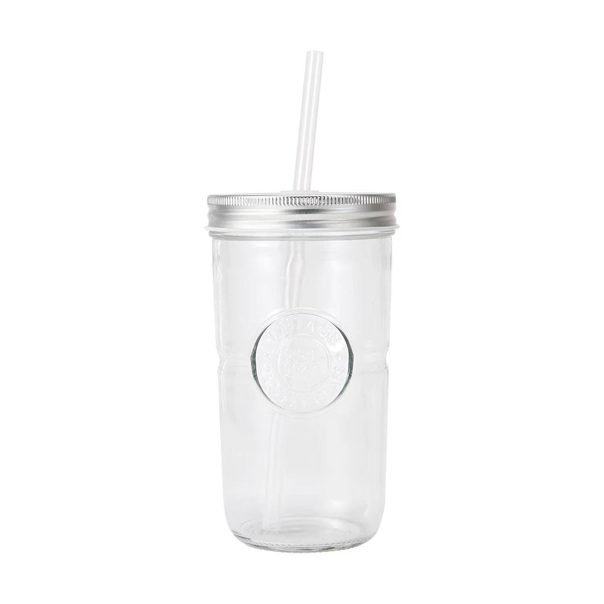 Glass Smoothie Jar Set with Straw and Brush,600ml