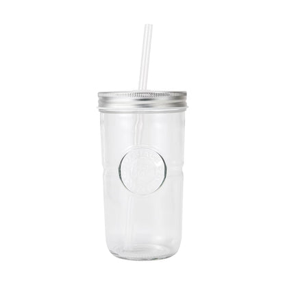 Glass Smoothie Jar Set with Straw and Brush,600ml