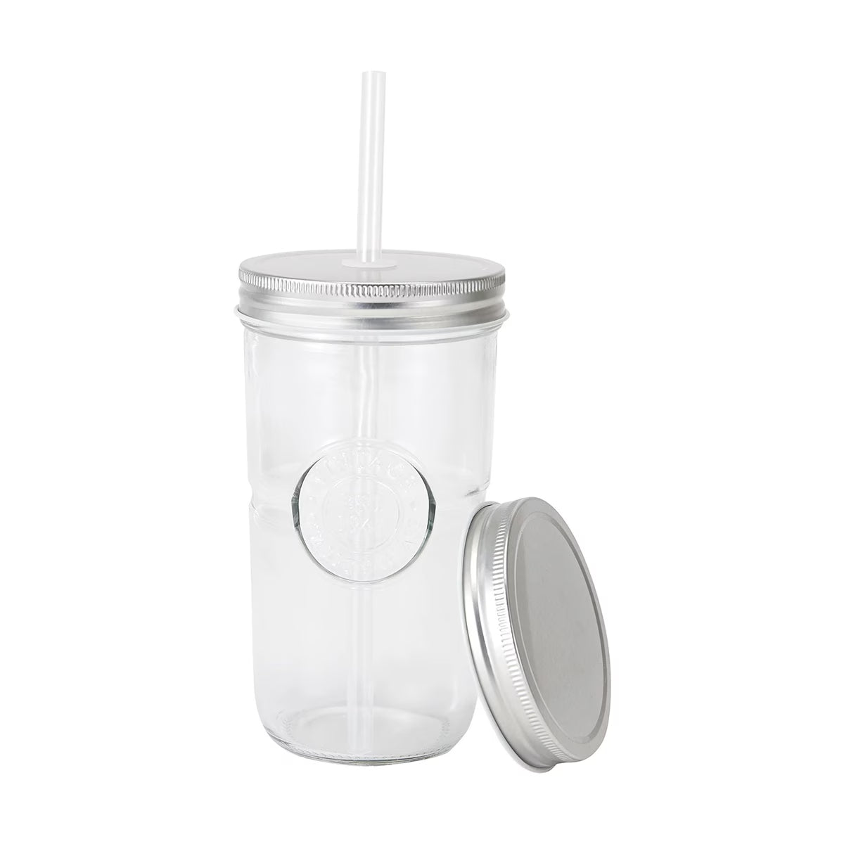 Glass Smoothie Jar Set with Straw and Brush,600ml