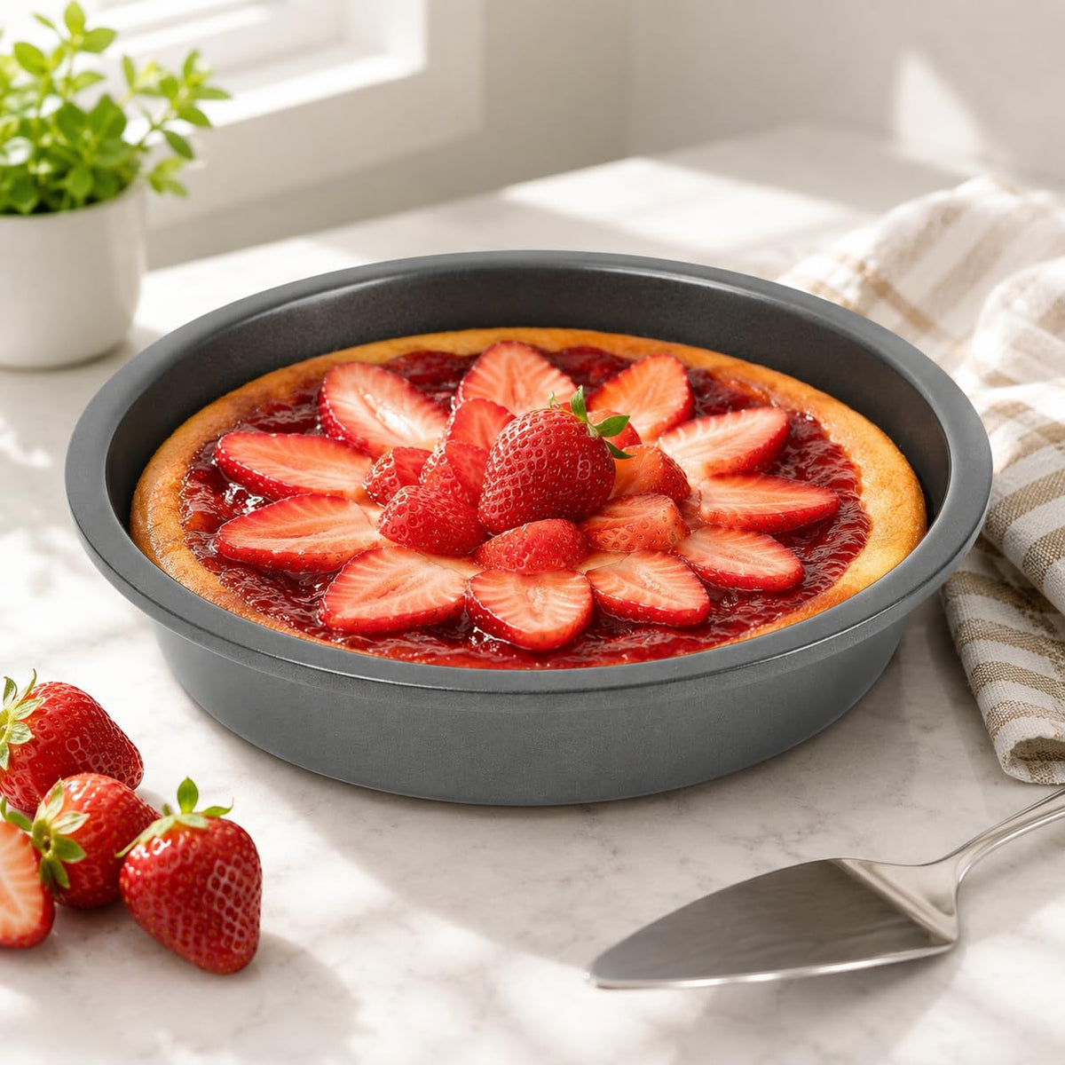 1 Piece, Non-stick Carbon Steel Round Cake Pan, 9.8 Inch Baking Pan
