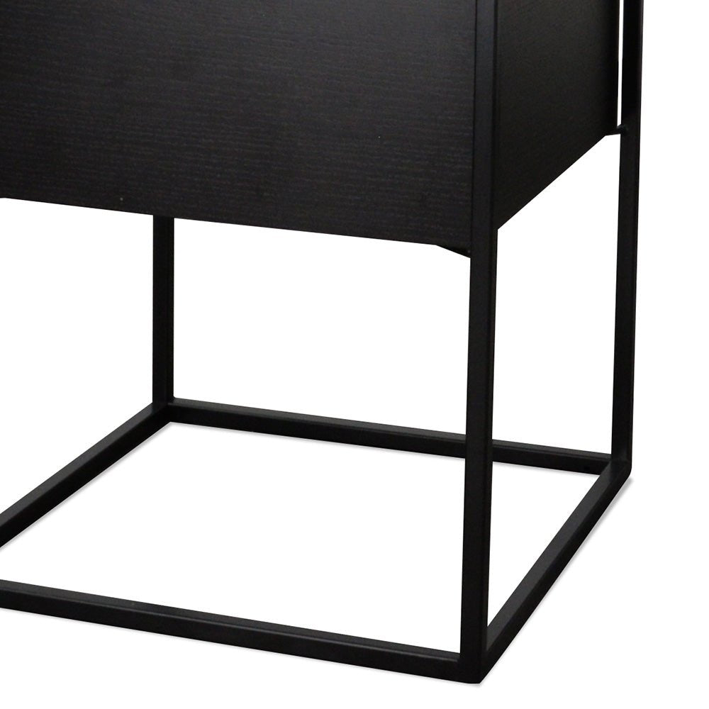 Metal Frame Side Table With Hidden Storage Minimal Look, Black