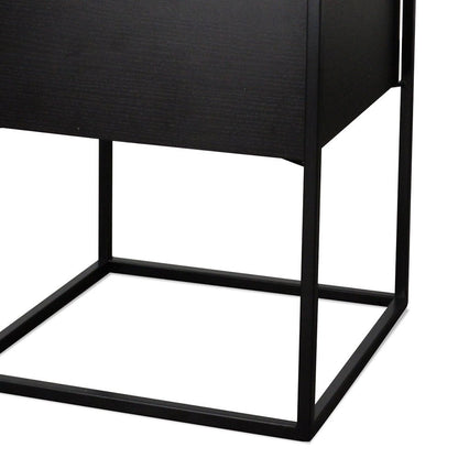 Metal Frame Side Table With Hidden Storage Minimal Look, Black
