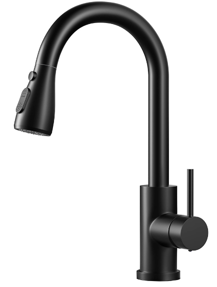 Single Handle Kitchen Faucet with Pull Out Matte Black - Weshop876