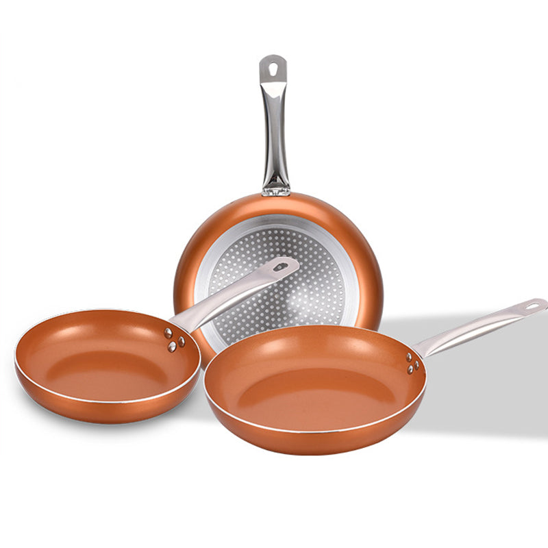 3-piece Nonstick Copper Red Cookware skillets set, 8-9.5-11 inch