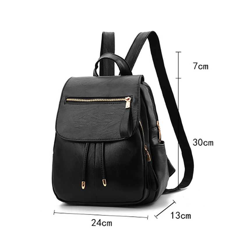 Womens Trendy Backpack Purses PU Leather Travel Rucksack, Black