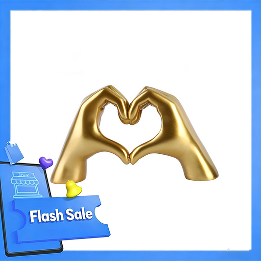Heart Hands Sculpture, Gold