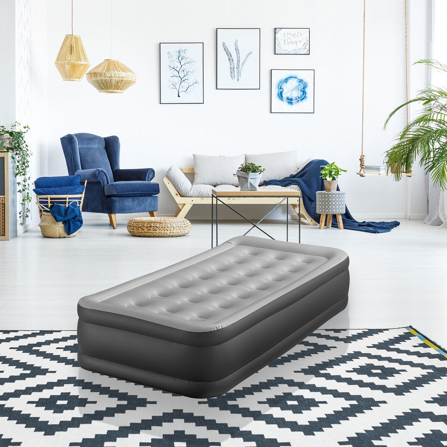 Air Mattress with Built in Pump 203x157x47cm