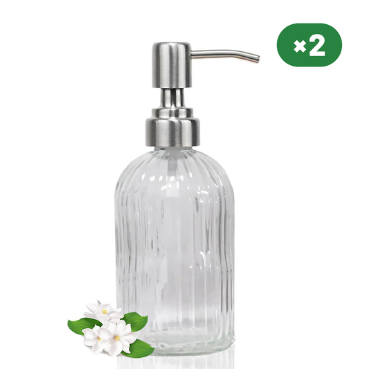 Soap Dispenser with Rust Proof Stainless Steel Pump 2 Units, Clear