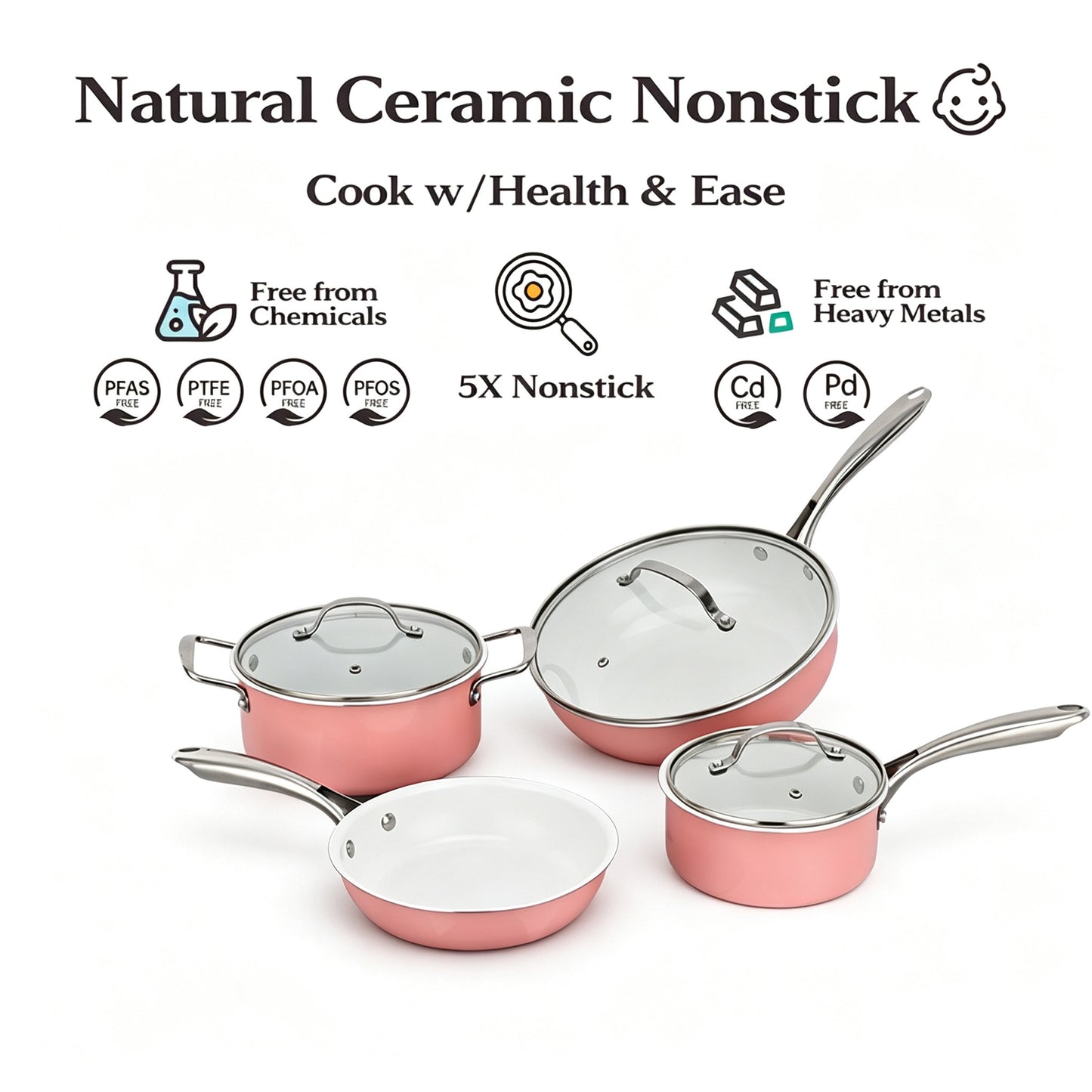 7-piece Ceramic Cookware Sets, Blue