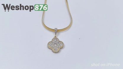 Lucky Four Leaf Clover Zircon Gold Plated Necklace