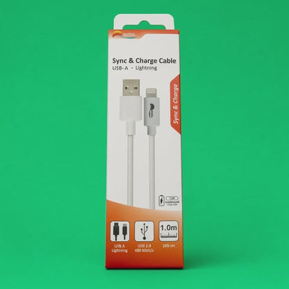 USB-A to Lightning Sync & Charge Cable, 12W Charging Cord 1M White