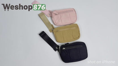 Small Wristlet Wallet Nylon with 3 Zipper Pockets Back
