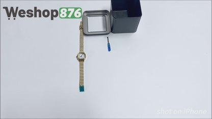 Women's Vintage Gold Watch with Square Dial, Gold