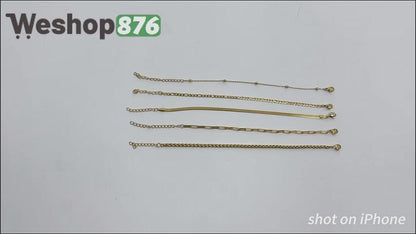 5-Piece 18K Gold-Plated Bracelets Set for Women