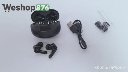 Wireless In-Ear Earphones with Digital Display, Black