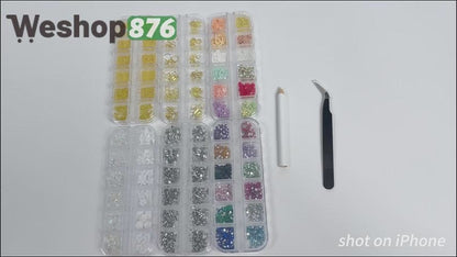 6 Boxes of Nail Gems Nail Art Tools Nail Rhinestones