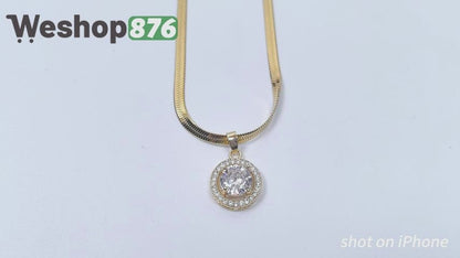 Circle Zircon Gold Plated Necklace