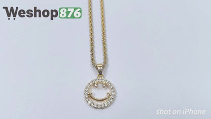 Smiley Face Zircon Gold Plated Necklace