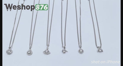 Stainless Steel  Silver Diamond Necklace for Women