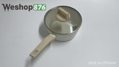 Nonstick Sauce Pan with Lid 20cm, 7.9 inches, White