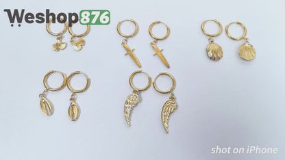 5 Pairs 18K Gold-Plated Stainless Steel Earrings Set