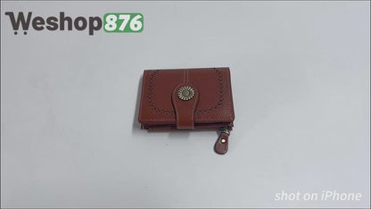 Small Womens Wallet Leather Bifold Card Holder RFID Blocking, Brown