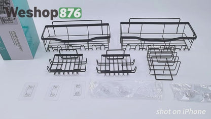 Large Capacity Bathroom Organizers 5-Piece Set / 2-Piece Set, Black