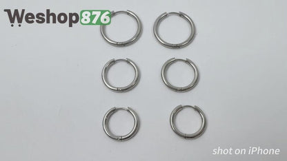 Stainless Steel Hoop Earrings Set 6 Pairs 14mm 16mm 20mm