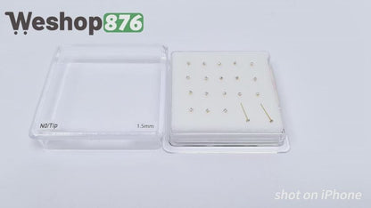 18K Gold-Plated Nose Studs with 1.5mm Diamond 10 Pairs Box Set