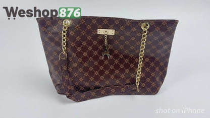 Vintage Printed PU Shoulder Bag for Women