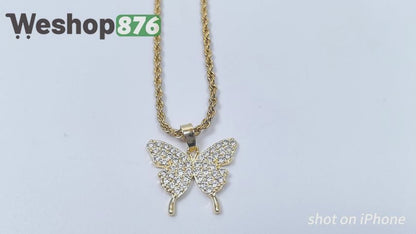 Butterfly Zircon Gold Plated Necklace
