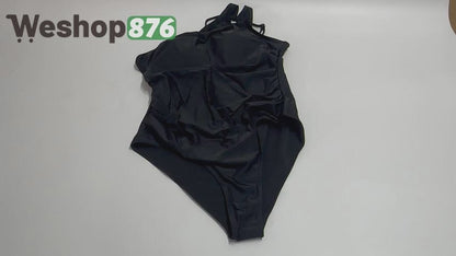 One Shoulder One Piece Swimsuit, Black