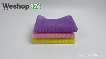 3-Piece African Bath Sponge(pink, yellow, purple)