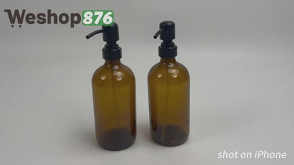Soap Dispenser with Rust Proof Stainless Steel Pump 2 Units, Brown