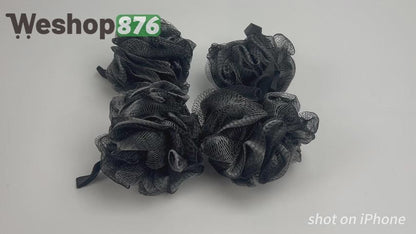 Bath Sponge Soft Mesh Shower Puff Loofah for Men 4 Units, Black
