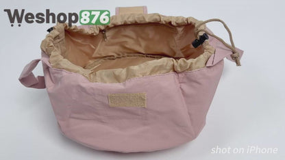 Barrel Drawstring Makeup Bag, Pink