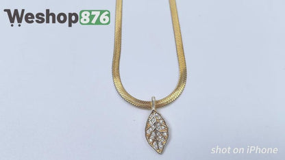 Leaf Zircon Gold Plated Necklace