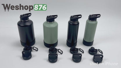 Insulated Water Bottle with 3 Lids 64oz / 40oz (2 Color Options)