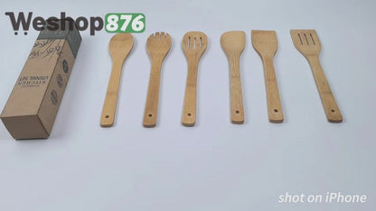6-Piece Bamboo Wooden Spoons Set