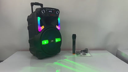 12" Portable TWS Bluetooth Speaker with Wireless Mic & Laser Lights