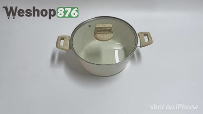 Nonstick Stock Pot with Lid 26cm 10inch, White