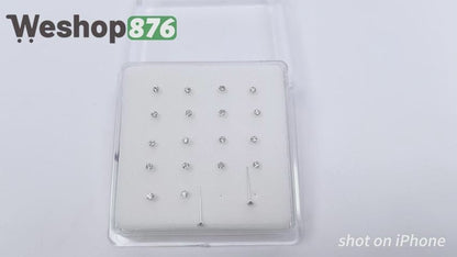 Silver Nose Studs with 2.0mm Diamond 10 Pairs Box Set