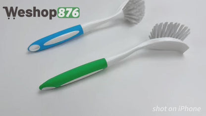 2- Piece Dish Brush with Handle (blue, green)