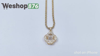 Gold Plated Clovers Crysta Pendant Necklace