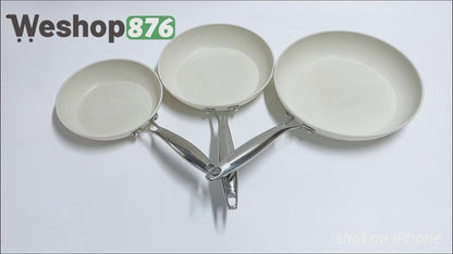 8/9.4/11 inch Aluminum Fry Pan Ceramic Non Stick Coating Frying Pan, white