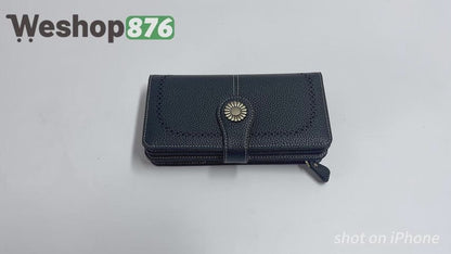 Leather Credit Card Holder with RFID Blocking Large Capacity Wristlet, Black