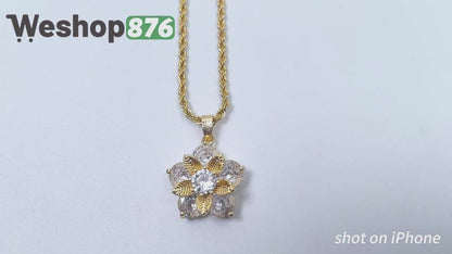 Gold Plated Crystal Daisy Pendants Necklace